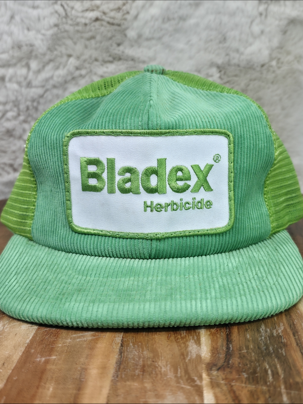 "Bladex" Vintage Green Corduroy Trucker Hat
